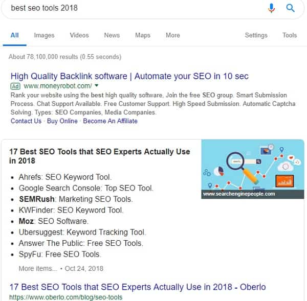Target the Featured Snippet